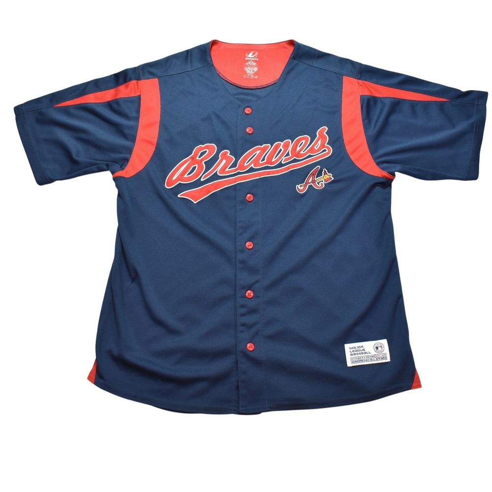 Atlanta Braves Dynasty Series MLB Baseball Jersey Mens Large Navy Blue Red